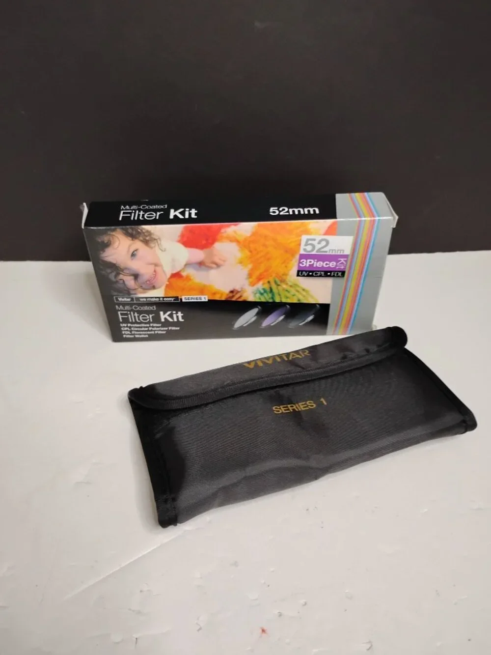 Vivitar 52mm UV, Circular Polarizer, and FLD 3-piece Filter Kit